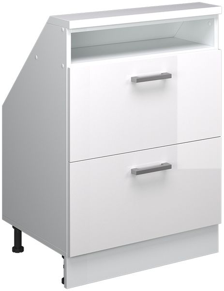 Dachschrägenschrank Rion Weiß Hochglanz/Weiß mit 2 Schubladen Vicco