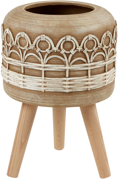 Blumentopf mit Beinen CYRTOMIUM 27 cm Hellbraun