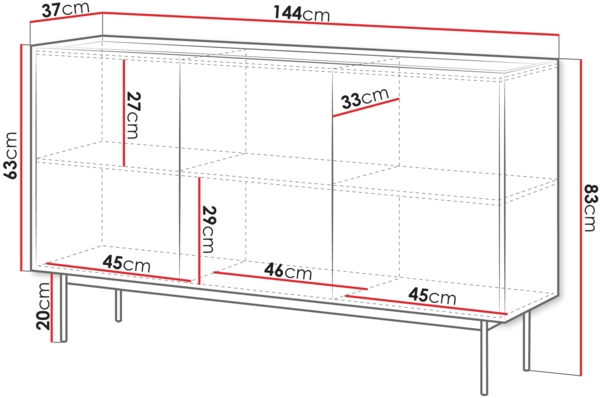 Mirjan24 'Celarii' Sideboard, Laminatplatte Cashmere / Eiche Linea, 83 x 37 x 144 cm Bild 5