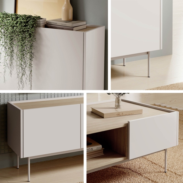 Mirjan24 'Celarii' Sideboard, Laminatplatte Cashmere / Eiche Linea, 83 x 37 x 144 cm Bild 6