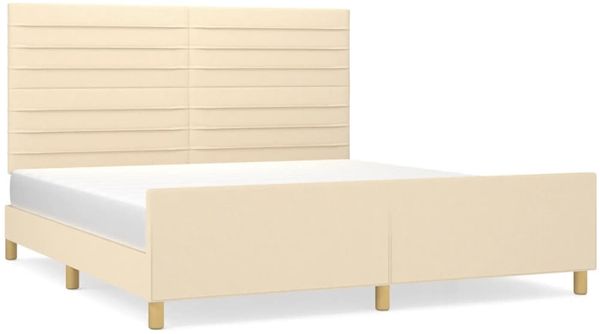 Doppelbett, Bettgestell Modernen ohne Matratze Creme 180x200 cm Stoff d2010e