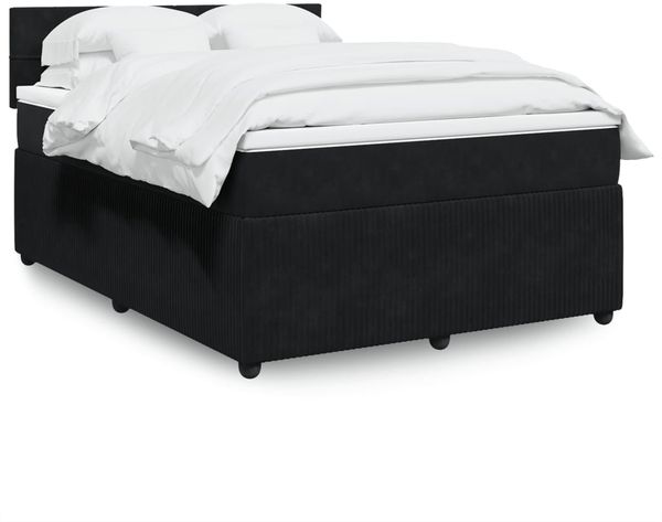 vidaXL Boxspringbett mit Matratze Schwarz 160x200 cm Samt 3290084