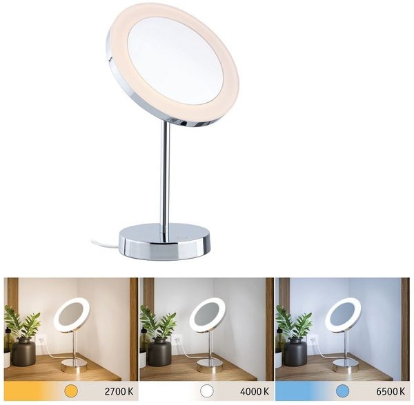 Paulmann 71150 LED Kosmetikspiegel Masua freistehend WhiteSwitch IP44 Chrom