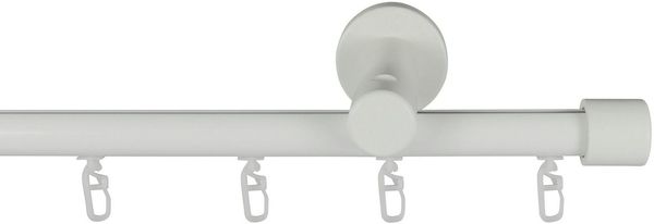 GARESA Gardinenstange KEA, Ø 20 mm, 1-läufig, Wunschmaßlänge, mit Bohren, verschraubt, Aluminium, Holzwerkstoff, Kunststoff, Vorhanggarnitur, einfache Montage, verlängerbar, Wandmontage, Kappe