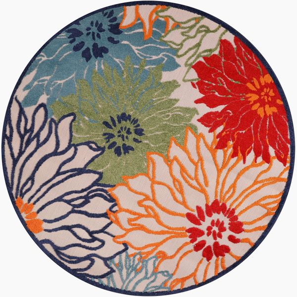Sanat Teppich Floral 2 Outdoor, rund, Höhe: 6 mm, In- und Outdoor geeignet, florales Design, Balkon, Terasse
