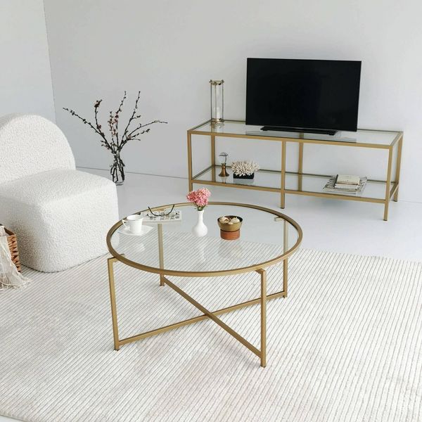 Dmora Domo Tisch Cursa 83x83x40h cm Gold Rund
