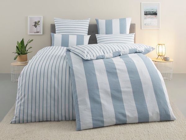 OTTO home Bettwäsche Sari in verschiedenen Qualitäten, Seersucker, 3 teilig, ab Gr. 135x200 cm, Wendedesign, moderne Bettwäsche mit Streifen