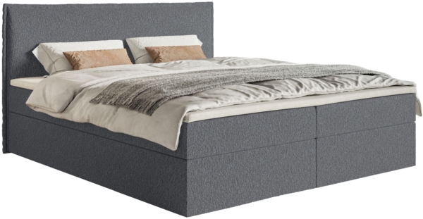 Selsey 'Softie' Boxspringbett 140x200 cm mit Topper und Stauraum, Chenille, Graphitgrau