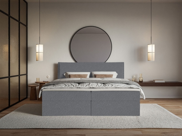 Selsey 'Softie' Boxspringbett 140x200 cm mit Topper und Stauraum, Chenille, Graphitgrau Bild 2