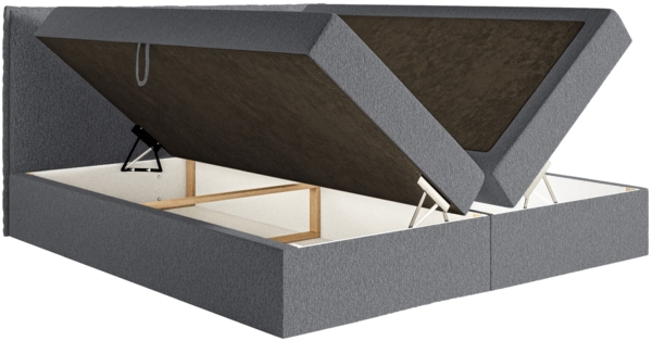 Selsey 'Softie' Boxspringbett 140x200 cm mit Topper und Stauraum, Chenille, Graphitgrau Bild 4