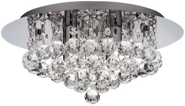 Deckenleuchte, Chrom, Kristall, Glas Kugel, 35 cm