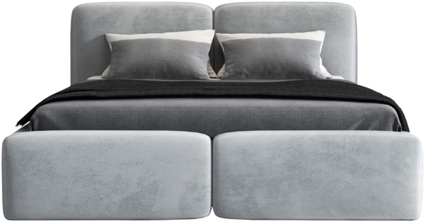 Polsterbett OLKE 180x200 mit Matratze, Bettkasten und Lattenrost. Farbe: Silber 15