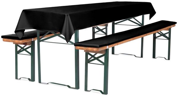 TexDeko Bankauflage Bierbankauflagen-Set mit Tischdecke 100x250 cm (universal) 3TLG Set, (Set, 2x Auflage + 1x Tischdecke), blickdicht & waschbar