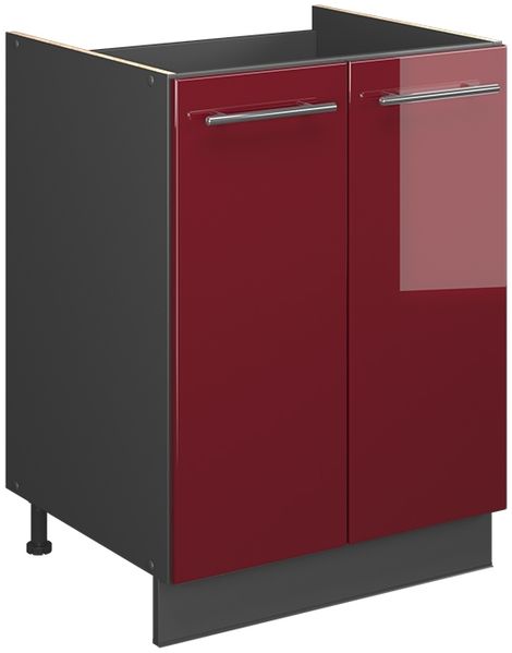Spülenunterschrank Fame-Line Bordeaux Hochglanz/Anthrazit 60 cm Vicco