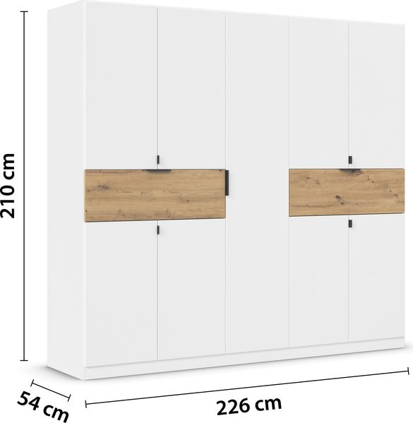 rauch Kleiderschrank, Drehtürenschrank TICAO, 9-türig, 2 Schubkästen, inkl. Türdämpferset, Alpinweiß, 226 x 210 x 54 cm Bild 4