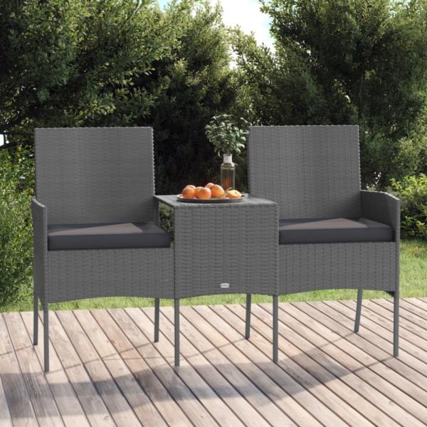 vidaXL 2-Sitzer-Gartensofa mit Teetisch Poly Rattan Anthrazit 317624