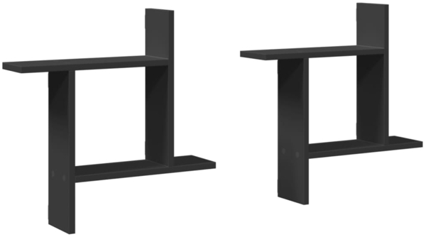 vidaXL Wandregale 2 Stk. Schwarz 50x12x50 cm Holzwerkstoff 853255