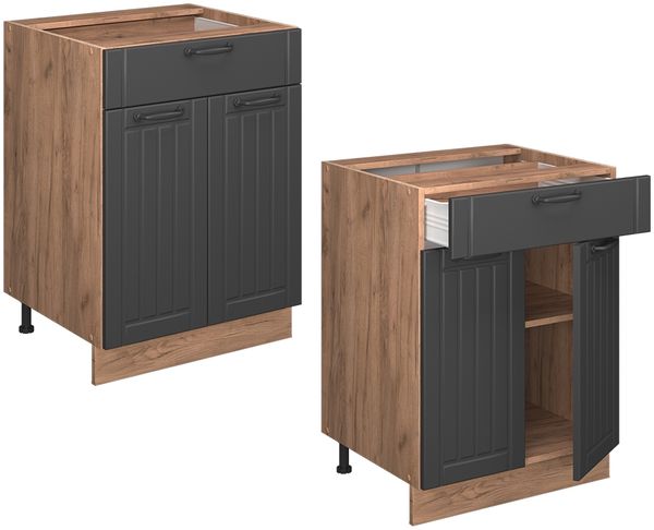 Küchenunterschrank Fame-Line Dunkelgrau 60 cm mit Schublade, ohne Arbeitsplatte Vicco Bild 5