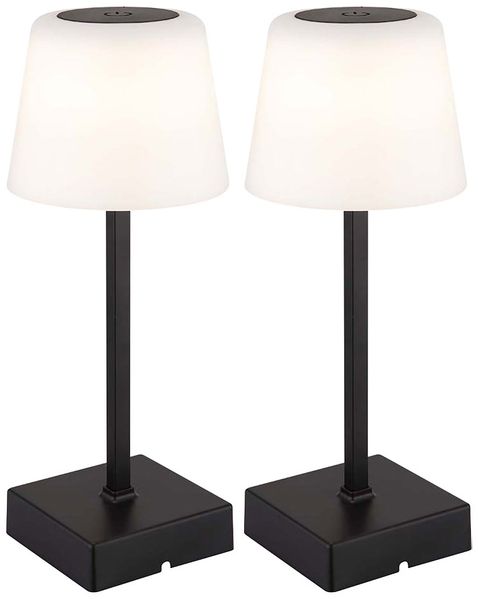 2x LED Tischleuchte, schwarz, Touchdimmer, Akku, H 25,5 cm