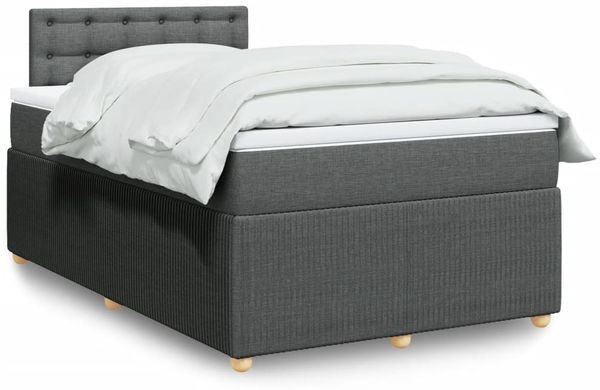 vidaXL Boxspringbett mit Matratze Dunkelgrau 120x200 cm Stoff 3287438