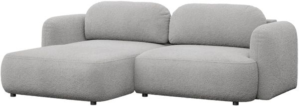 Selsey Tvoya Ecksofa mit Schlaffunktion, Ottomane links, Bouclé Hellgrau