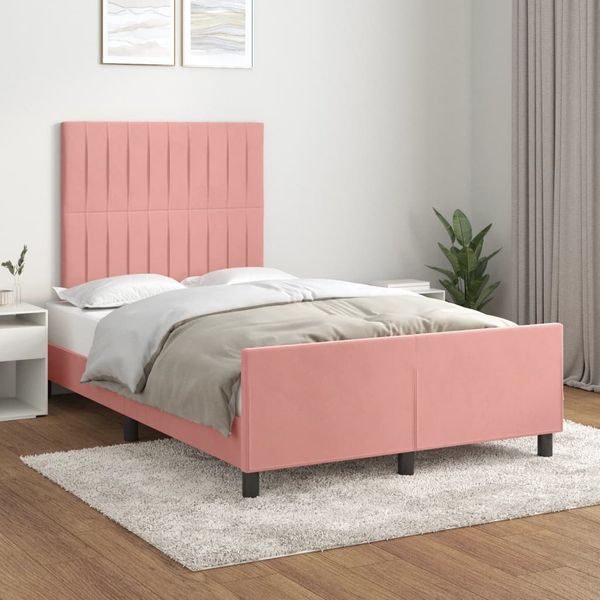 vidaXL Bettgestell ohne Matratze Rosa 120x190 cm Samt 3270595