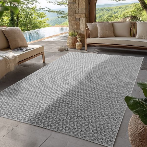 SIMPEX24 Outdoorteppich Boho Design, Rechteckig, Höhe: 5 mm, Outdoor Teppich Wetterfest Modern Wohnzimmer Küchen Terrasse Balkon