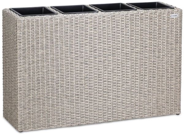 Casaria Pflanzkübel, 4 Innentöpfe Herausnehmbar Polyrattan 95x27x60cm Blumentopf Creme