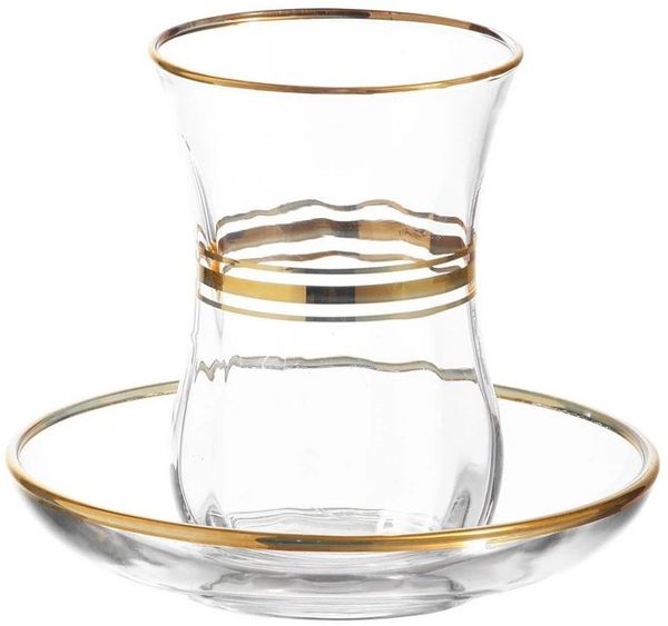 LAV Teegläser-Set mit goldenen Akzenten - 12-teilig, 115 ml - elegant & modern