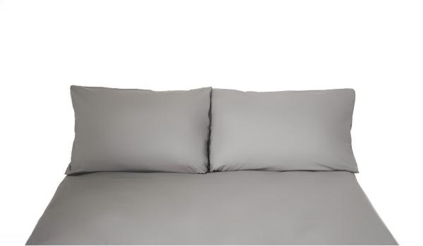 Einfarbige Bettwäschen-Sets für Einzel- und Doppelbetten, 100% Baumwolle Grau 240x220 cm