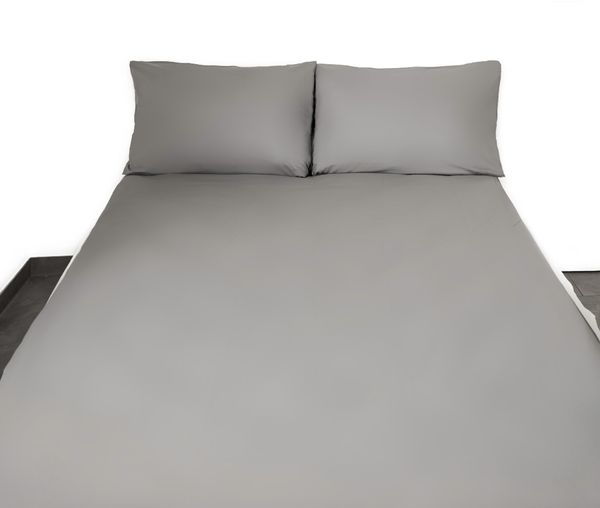 Einfarbige Bettwäschen-Sets für Einzel- und Doppelbetten, 100% Baumwolle Grau 240x220 cm Bild 3