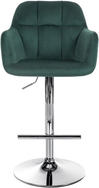 Barhocker TUBEL - Samt Grün 57x59x97 cm Silber | Barstuhl Höhenverstellbar Mit Lehne Drehbar Tresenhocker Tresenstuhl Kneipenhocker Kneipenstuhl Bild 2