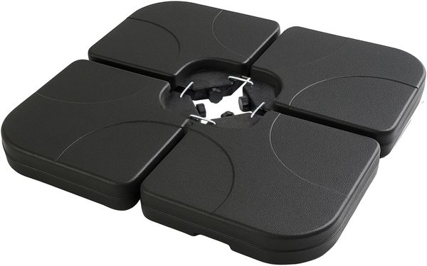 Brixy Sonnenschirmfliesen – Sonnenschirmfuß – Füllbar bis 80 kg – 50 x 50 cm – 4 Stück – Sonnenschirmfliesen für Kreuzfuß – Schwarz