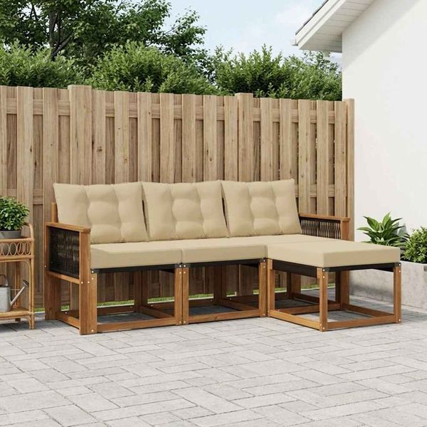 vidaXL Outdoor-Sofagarnitur mit Kissen 4 pcs Natur und Beige 3381873