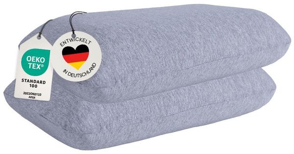 casimum Kissenbezug Schonbezüge für Reise-Nackenkissen SUPER TRAVEL - GRAU, passend für Nackenstützkissen, 40x25cm, Doppelpack (2Stk)