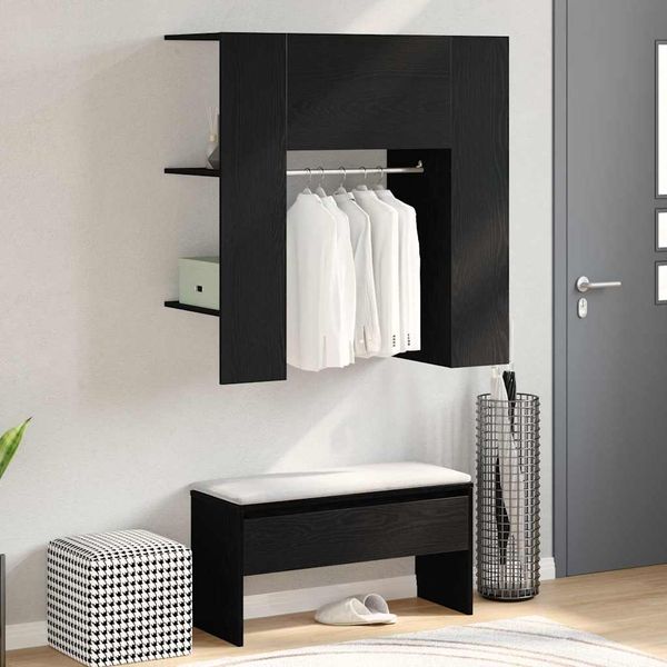 vidaXL Flurschrank mit Regal Schwarz Eichen-Optik 97,5 x 37 x 99 cm 862791