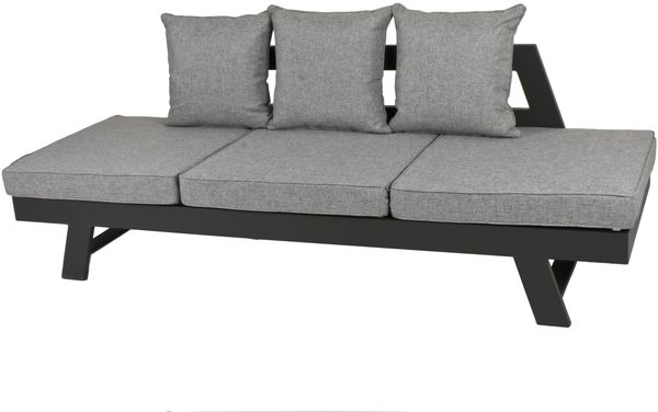 Gartensofa BEN - Alu/Polyester, inkl. Auflagen, Grau | Gartenliege Sonnenliege