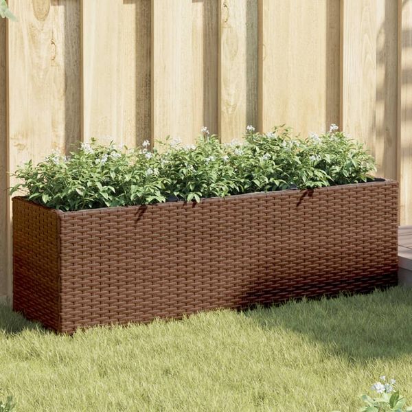 vidaXL Pflanzkübel mit 3 Töpfen 2 Stk. Braun 105x30x32 cm Poly Rattan 3210523