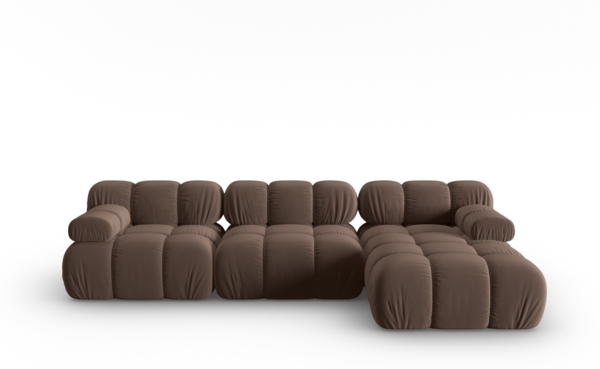 Micadoni Modulares Ecksofa Bellis 4-Sitzer Rechts Samt Bluvel Dunkelbraun