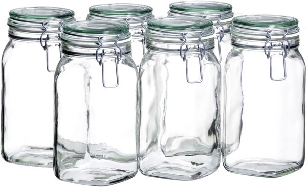 Mäser 113966 Gothika Einmachglas, Einweckglas, 1,45l, mit Bügelverschluss, klar (6er Pack)