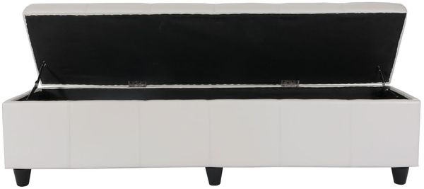 Bank Sitzbank mit Aufbewahrung Kriens XXL, Leder + Kunstleder, 180x45x45cm ~ weiß Bild 5