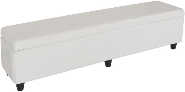 Bank Sitzbank mit Aufbewahrung Kriens XXL, Leder + Kunstleder, 180x45x45cm ~ weiß Bild 8
