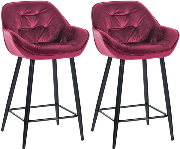 2er Set Barhocker KUTOR - Samt Lila 54x57.5x103 cm | Barstuhl Mit Lehne Tresenhocker Tresenstuhl Kneipenhocker Kneipenstuhl
