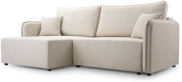 Selsey 'Kassian' Ecksofa mit Schlaffunktion und Bettkasten, hellbeige, links