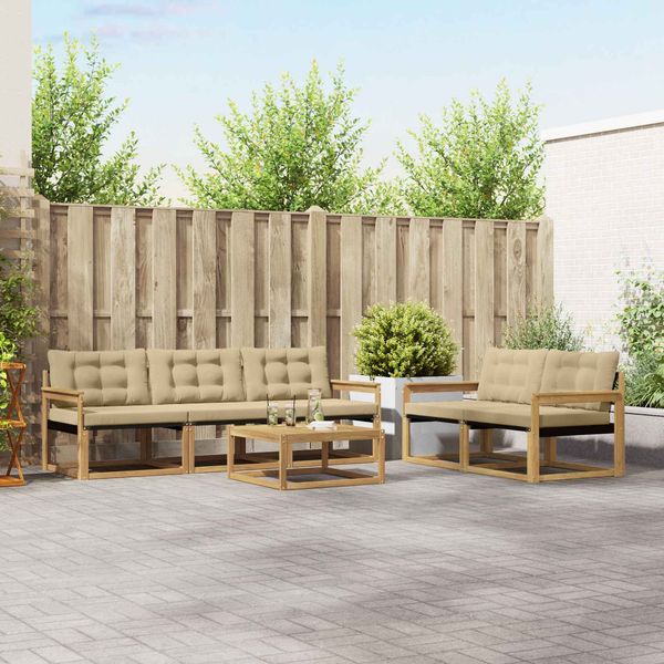 vidaXL Outdoor-Sofagarnitur 6 pcs Weiß und Beige 79 x 79 x 37 cm 3388415