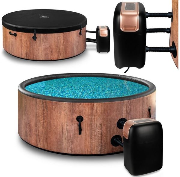 COIL Whirlpool SPA Aufblasbar, Schwimmbad mit Hydromassage, PVC-Bodenunterlage, extra dünn, In- & Outdoor, 4/6 Personen, 150/175 cm