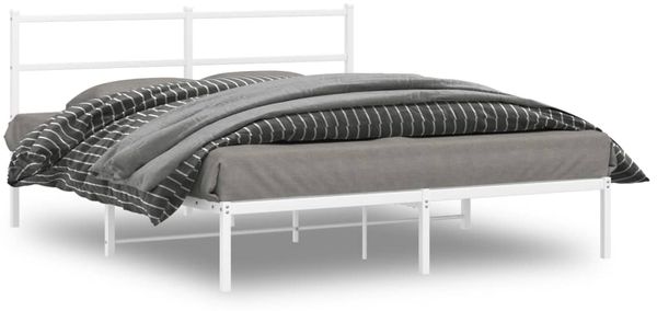 vidaXL Bettgestell mit Kopfteil Metall Weiß 150x200 cm 355416