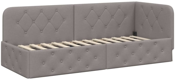 vidaXL Eckbettgestell mit Kopfteil Taupe 80 x 200 cm Stoff 42016484