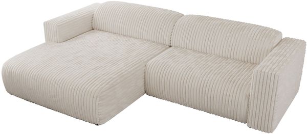 Ecksofa PASADENA, freistehendes Ecksofa, breite Armlehnen, Federsitz - links - Beige Cord Bild 6