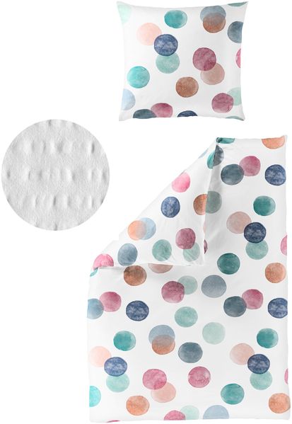 Bettwäsche Bierbaum Seersucker 4072-90 bunt Kreise Dots 135x200